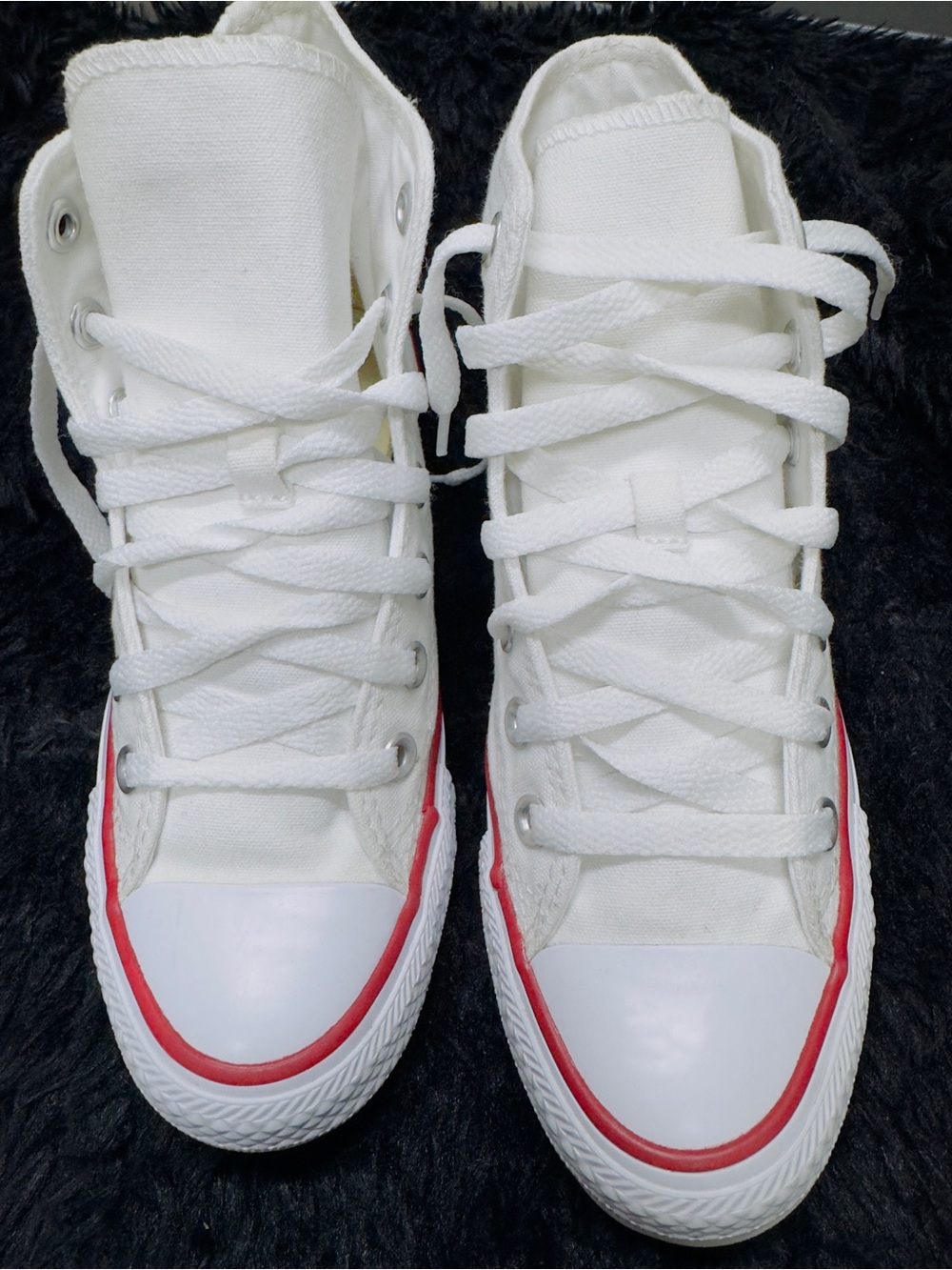 Converse White High-Top Sneakers with Red Accent